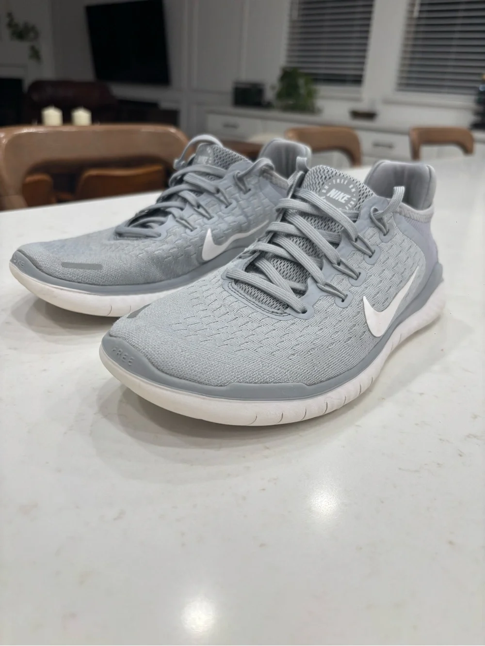 Nike Gray Frees / Free Run Low-Top Sneakers with White Swoosh size 8